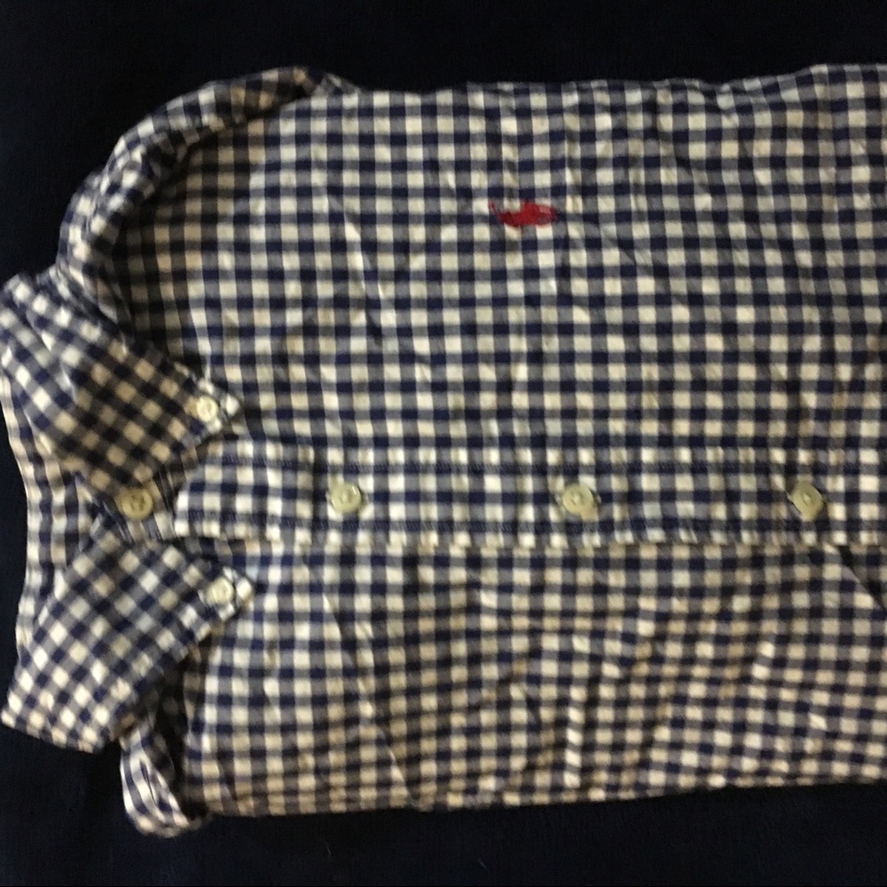 Blue and white gingham button up